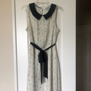 Chiffon Dress, off white and navy